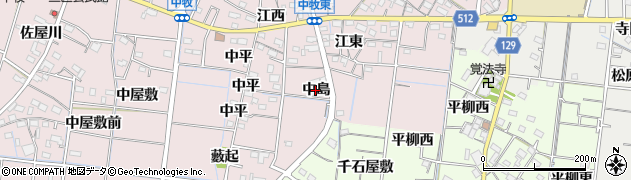 愛知県稲沢市祖父江町中牧（中島）周辺の地図