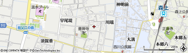 愛知県稲沢市祖父江町二俣（上瀬古）周辺の地図