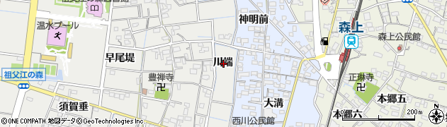 愛知県稲沢市祖父江町二俣川端周辺の地図