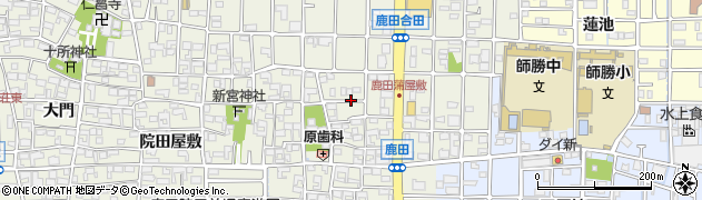 愛知県北名古屋市鹿田（東蒲屋敷）周辺の地図