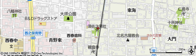 愛知県北名古屋市鹿田（中海道川西）周辺の地図