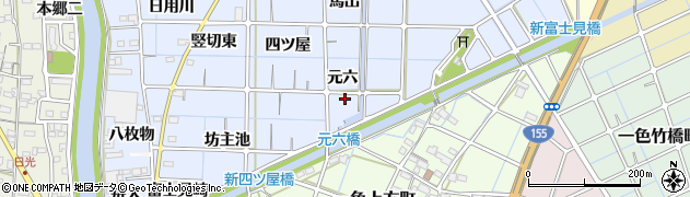 愛知県稲沢市片原一色町元六周辺の地図