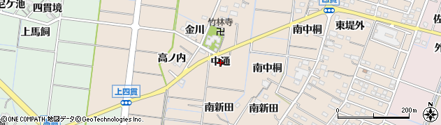 愛知県稲沢市祖父江町四貫（中通）周辺の地図