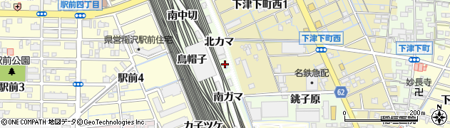 愛知県稲沢市下津町北カマ周辺の地図