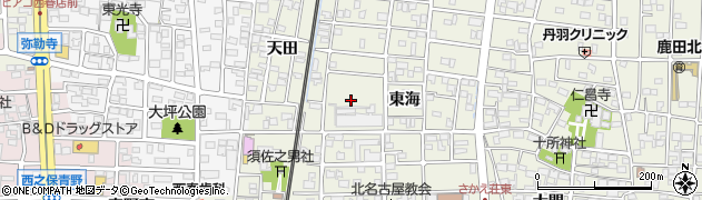 愛知県北名古屋市鹿田中海道周辺の地図