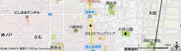 愛知県北名古屋市西之保（北青野屋敷）周辺の地図