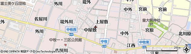 愛知県稲沢市祖父江町中牧周辺の地図