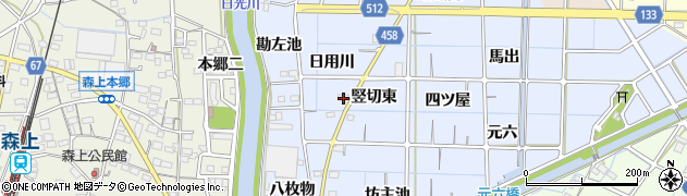 愛知県稲沢市片原一色町竪切東周辺の地図
