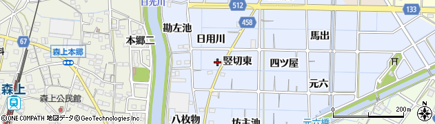 愛知県稲沢市片原一色町（竪切東）周辺の地図