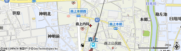 愛知県稲沢市祖父江町森上（本郷九）周辺の地図