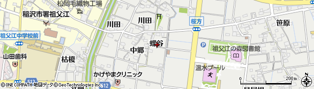 愛知県稲沢市祖父江町桜方螺谷周辺の地図