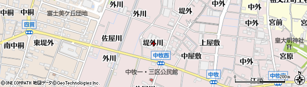 愛知県稲沢市祖父江町中牧堤外川周辺の地図