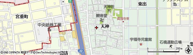 愛知県北名古屋市宇福寺（天神）周辺の地図