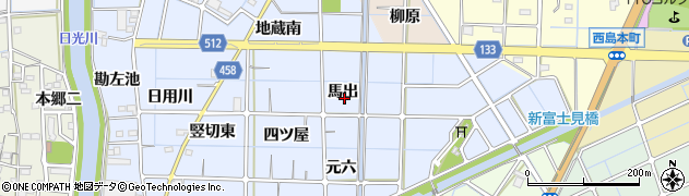 愛知県稲沢市片原一色町馬出周辺の地図