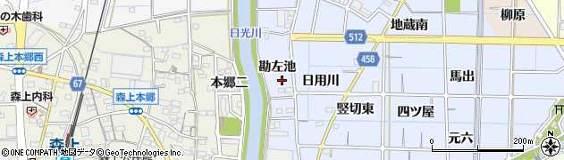愛知県稲沢市片原一色町勘左池周辺の地図