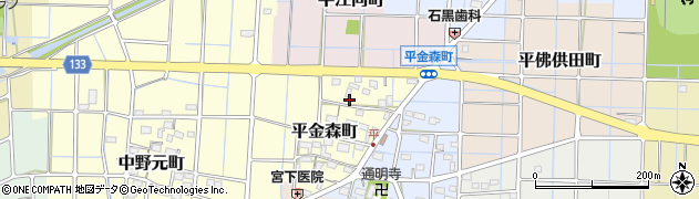愛知県稲沢市平金森町周辺の地図