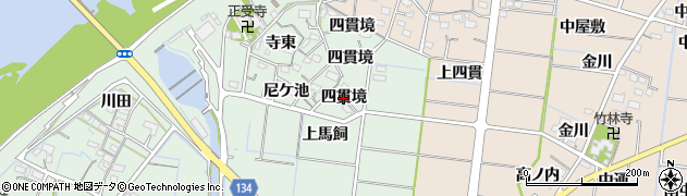 愛知県稲沢市祖父江町馬飼（四貫境）周辺の地図