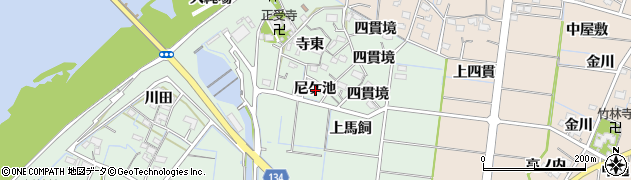 愛知県稲沢市祖父江町馬飼尼ケ池周辺の地図