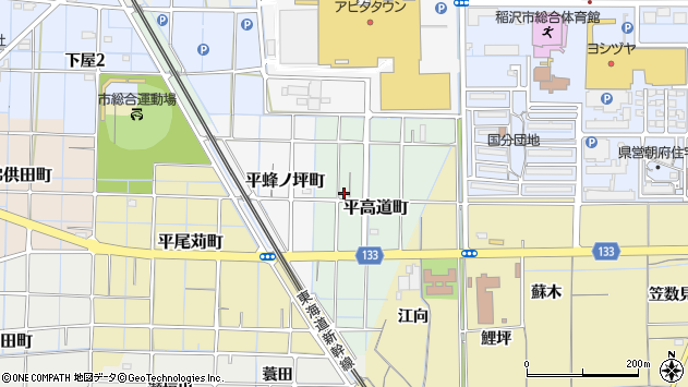 〒492-8334 愛知県稲沢市平高道町の地図