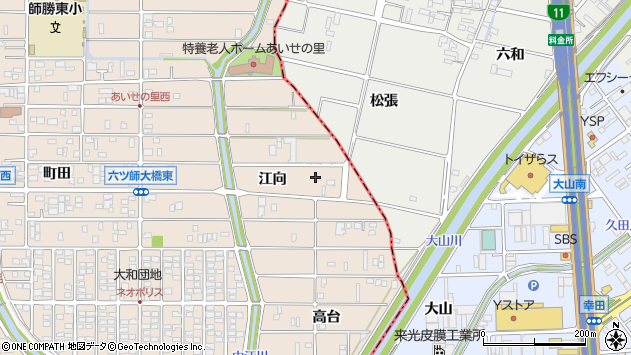 〒481-0001 愛知県北名古屋市六ツ師の地図