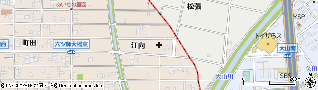 愛知県北名古屋市六ツ師（江向）周辺の地図