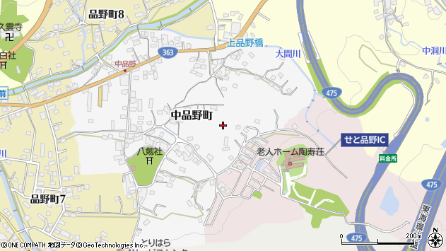 〒480-1218 愛知県瀬戸市中品野町の地図
