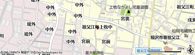 愛知県稲沢市祖父江町上牧中周辺の地図