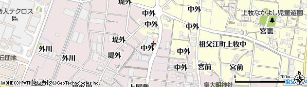 愛知県稲沢市祖父江町中牧（換地）周辺の地図