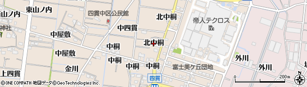 愛知県稲沢市祖父江町四貫（北中桐）周辺の地図