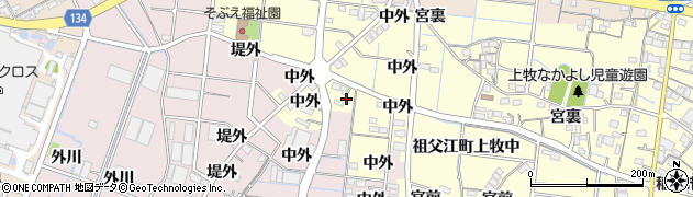 愛知県稲沢市祖父江町上牧中外87周辺の地図
