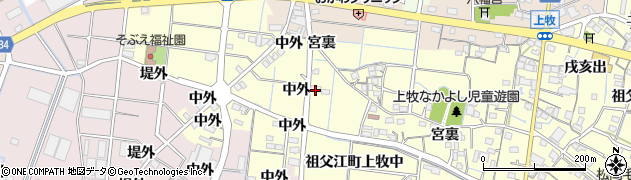 愛知県稲沢市祖父江町上牧（宮裏）周辺の地図