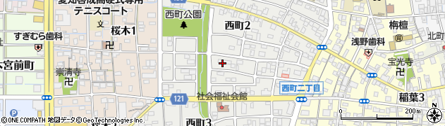愛知県稲沢市西町周辺の地図