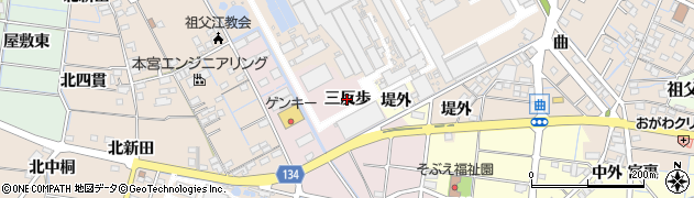 愛知県稲沢市祖父江町中牧（三反歩）周辺の地図