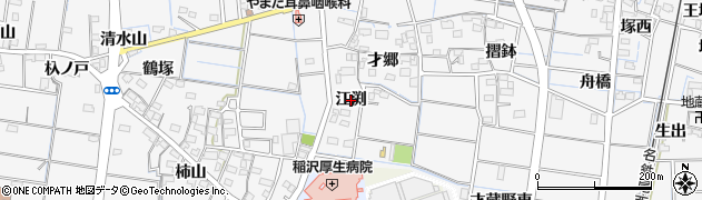 愛知県稲沢市祖父江町山崎（江渕）周辺の地図