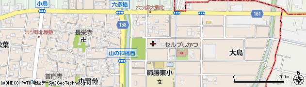 愛知県北名古屋市六ツ師（山の神）周辺の地図