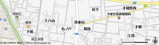 愛知県稲沢市祖父江町山崎清水山周辺の地図