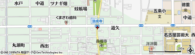 愛知県北名古屋市法成寺長福寺浦周辺の地図
