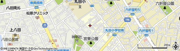 愛知県春日井市六軒屋町（東丸田）周辺の地図