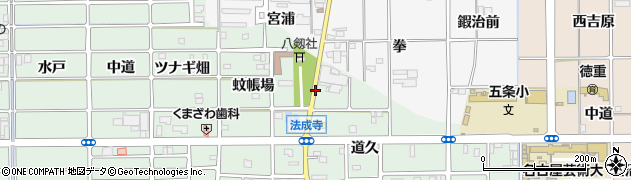 愛知県北名古屋市法成寺宮東周辺の地図