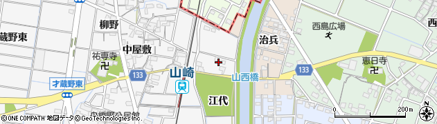 愛知県稲沢市祖父江町山崎（江代）周辺の地図