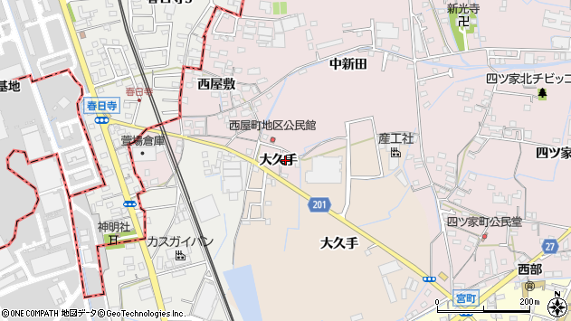 〒486-0908 愛知県春日井市西屋町の地図