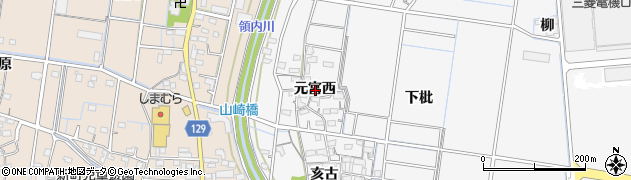 愛知県稲沢市祖父江町山崎元宮西周辺の地図