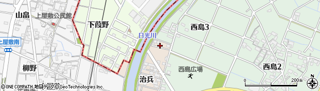 愛知県稲沢市西島町（下割）周辺の地図