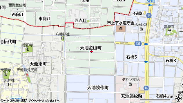〒492-8278 愛知県稲沢市天池金山町の地図