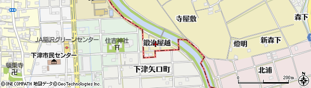 愛知県一宮市丹陽町九日市場（鍛治屋越）周辺の地図