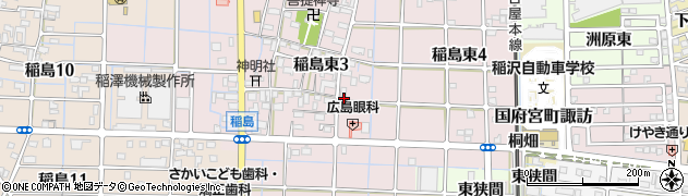 愛知県稲沢市稲島東周辺の地図