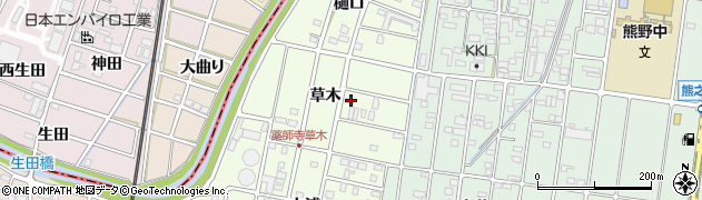 愛知県北名古屋市薬師寺草木周辺の地図