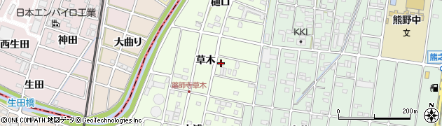 愛知県北名古屋市薬師寺（草木）周辺の地図
