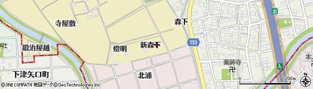 愛知県一宮市丹陽町九日市場新森下周辺の地図