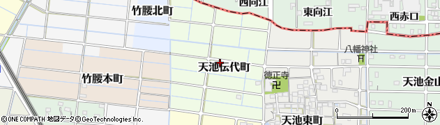 愛知県稲沢市天池伝代町周辺の地図